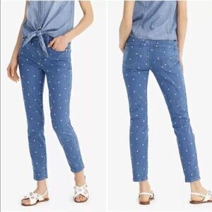J. Crew Vintage Straight Jeans NWT Blue Denim Polka Dot 25‎